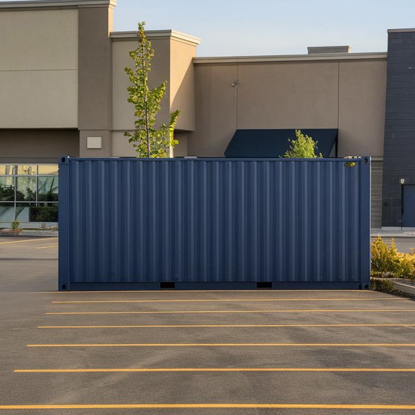 commercial storage containers may require a level surface and clearance for delivery and placement